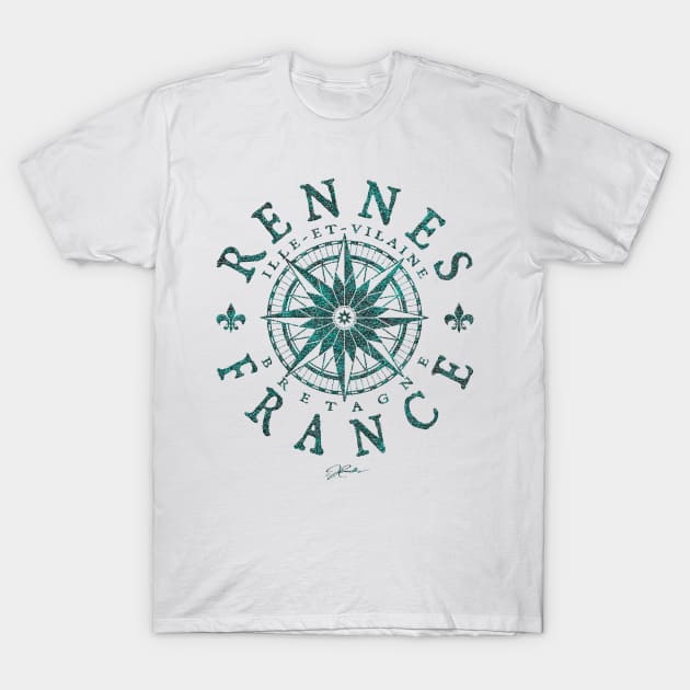 Rennes, Brittany, France, Compass Rose T-Shirt by jcombs